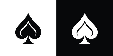 Spade Symbol Duo Black Icon on White and White Icon on Black Background