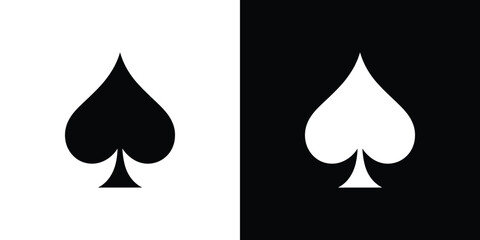 Spades Card Suits Black and White Split Background Contrasting Symbols Design