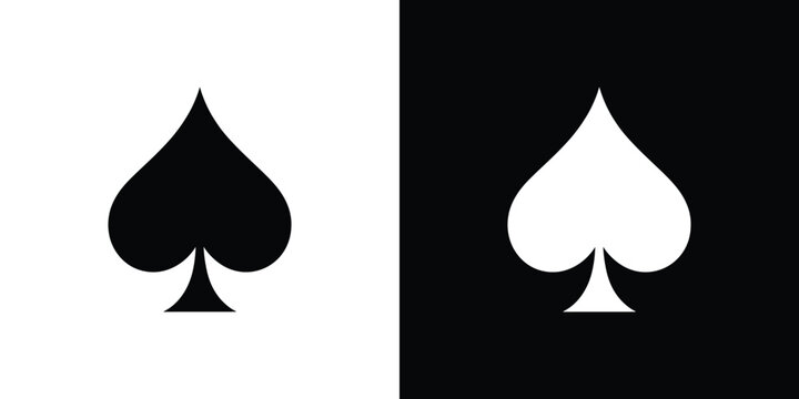 Spades Card Suits Black and White Split Background Contrasting Symbols Design