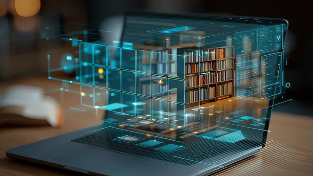 E-learning and Online Education for Student and University conceptual . Graphic interface showing technology of digital training course for people to 