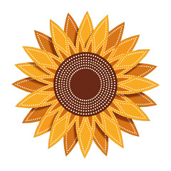 Vibrant Sunflower Illustration with Dotted Pattern