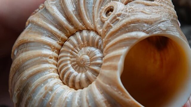 Nautilus spiral background with slow circulating highlight and mild tonal breathing