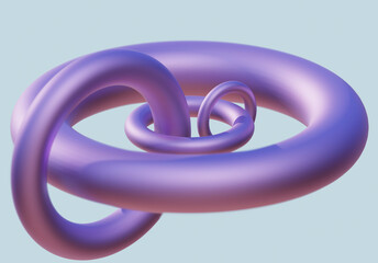 3d render Elegant flowing purple and lavender 3D abstract ribbon wave with glossy surface against light blue backdrop, perfect for futuristic and artistic visuals