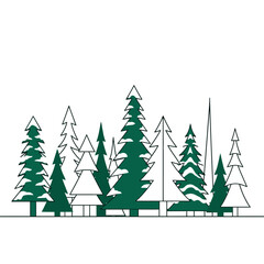 Obraz premium Enchanting forest of evergreen trees evokes winter wonder and invites festive holiday cheer for your seasonal designs and greetings, serene and simple
