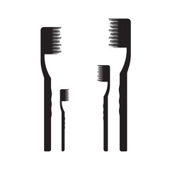 Teeth cleaning linear brush icon set. Professional dental care. Vector illustration on a white background