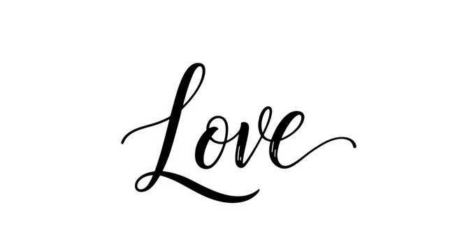 Elegant calligraphy of the word love isolated on transparent background, perfect for wedding invitations, valentines day cards, or romantic designs, conveying affection and warmth with its graceful cu