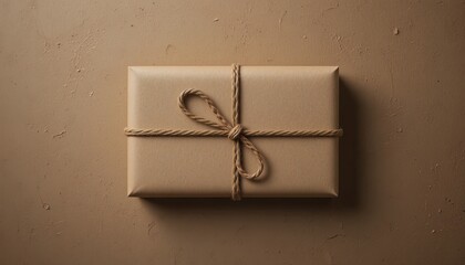 Elegant gift wrapped in brown paper tied with twine for birthdays or holidays, perfect for adding your message, creating anticipation and excitement