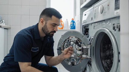 Technician Repairs Washing Machine: Diagnostic, Fix, and Appliance Service