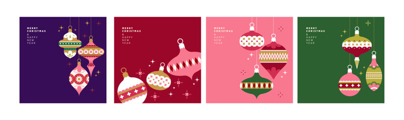 Obraz na płótnie Canvas Merry Christmas and Happy New Year greeting cards for business and personal use. Vector illustrations for greeting card, website banner, social media banner, marketing material.