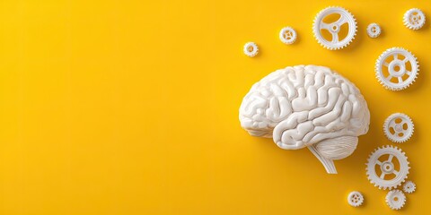White brain with gears on yellow background (1)