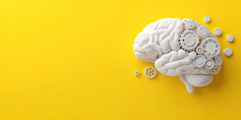 3D model of a brain with gears