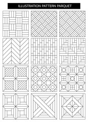 Vector illustration pattern parquet for room or floor vector file, set of geometric elements