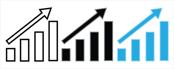 Bar graphs with upward arrows symbolizing growth, 