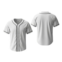 Baseball jersey mockup, front and back views isolated on transparent background