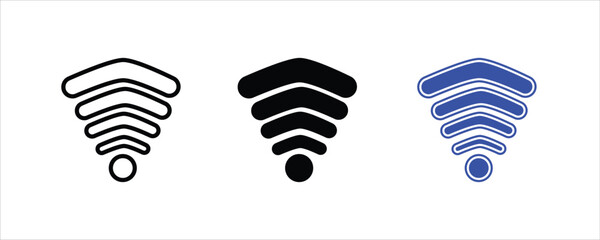 Wifi signal icon set in outline,