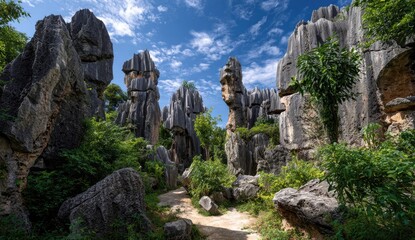 Natural rock formations under a vibrant sky