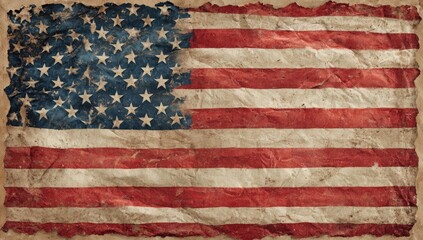 Aged American flag on textured paper (3)
