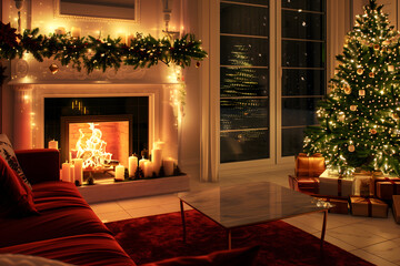 Elegant Christmas interior scene with refined style