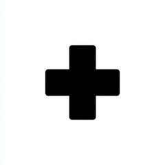Fototapeta premium A simple black cross symbol centered on a stark white background creating a minimalist and graphic representation.