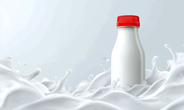 Milk bottle in a milk splash (2) - Powered by Adobe