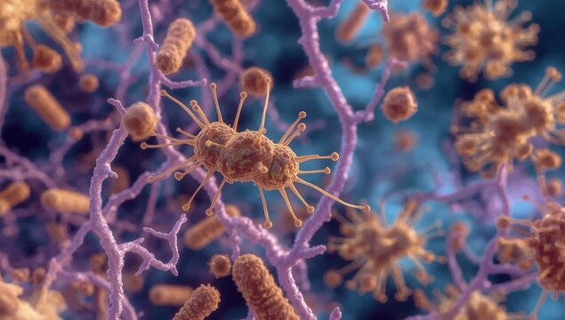 microscopic view of bacteria cells, illustrating the diversity and complexity of the microbial world