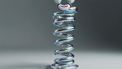 A shiny, iridescent, coiled sculpture with rounded ends - Powered by Adobe