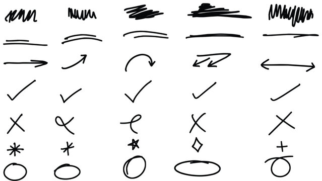 Hand-drawn Sketchy Annotation Marks Collection