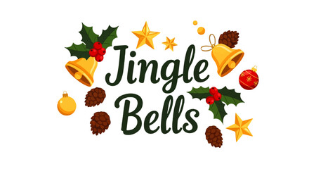 Jingle Bells Holiday Decoration Illustration with Transparent Background