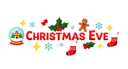 Fototapeta premium Christmas Eve Illustration with Snow Globe and Decorations