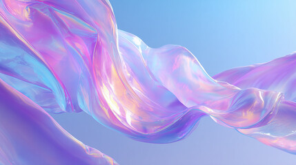 Holografische Wellen in Pastellfarben – Abstrakte 3D-Illustration