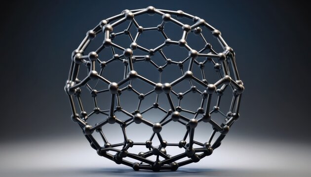 Fullerene molecule structure visualizing nanostructure for scientific concepts