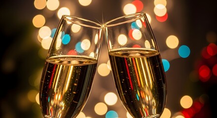 Champagne toast with bokeh lights for celebration new year s eve or special occasion