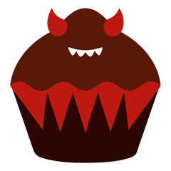 Chocolate cupcake with vampire fangs