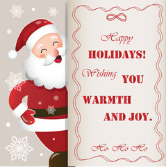 Cute Santa Christmas Greeting Card with Holiday Message