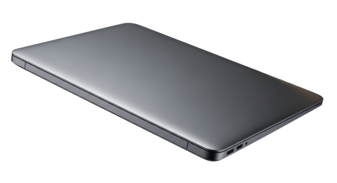 Sleek modern laptop closed, ideal for showcasing technology or design concepts with a clean and minimalist aesthetic