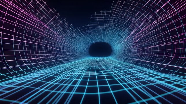 Abstract 3D Geometry Wireframe Digital Model Technology Concept. Futuristic visualization structure grid network data technical background.