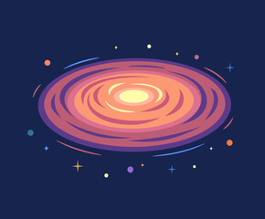 Cosmic galaxy. Spiral galaxy template on a dark background.