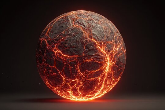 Molten sphere, glowing with inner fire - Powered by Adobe