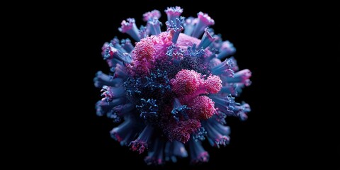 Close-up of a virus model, vibrant colors