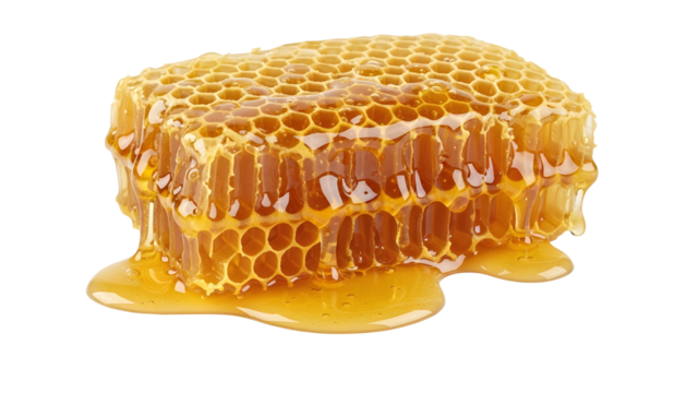 Golden honeycomb oozing with sweet honey, a natural treat for healthy eating and a delicious addition to breakfast or baking, promising a taste of pure, unadulterated sweetness