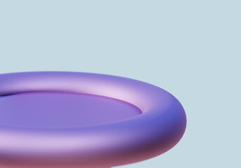 3d render Elegant flowing purple and lavender 3D abstract ribbon wave with glossy surface against light blue backdrop, perfect for futuristic and artistic visuals