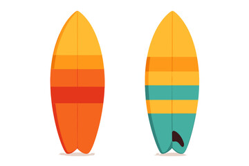 Vibrant striped surfboards standing side by side for summer beach activity