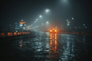 Fototapeta premium Long empty road at night with deep darkness
