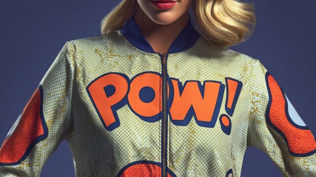 Comic book style jacket with POW graphic - Powered by Adobe