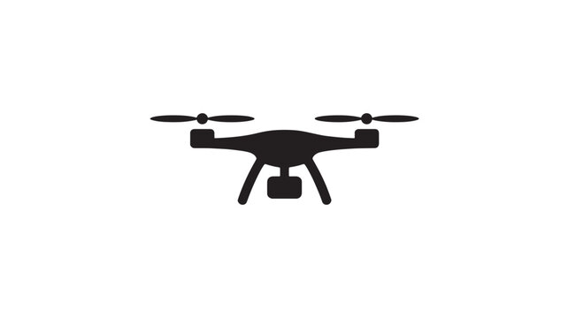 Drone icon simple black glyph vector illustration isolated on white background for app and web design