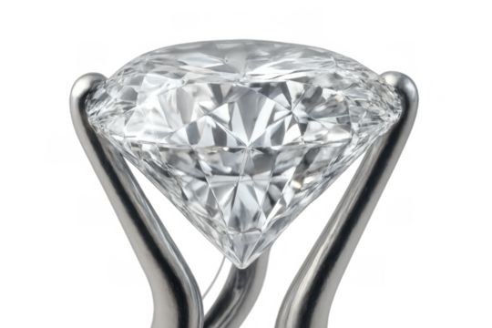 Brilliant diamond engagement solitaire ring with a large faceted gem, sparkling clear and ready for a proposal, isolated