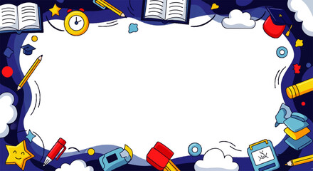 Educational Supplies Background with a White Copy Space