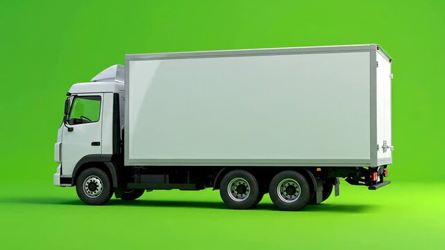 White Delivery Truck on Green Background - Logistics and Transportation.