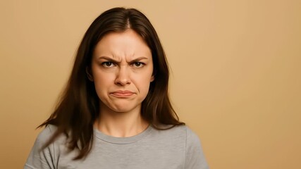 Intense expression of a woman with long hair, showcasing escalating frustration and anger, captured in a series of close-up shots with dynamic facial changes and emotional depth