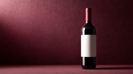 Elegant dark bottle with red cap and blank label wine bottle dark glass